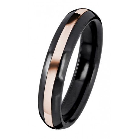 BLACK DUETTO / ROSEGOLD RING, 4.5mm.