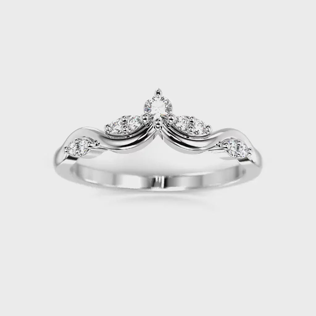 Festive 14k Valkokulta Lilja timanttisormus 0,12 ct