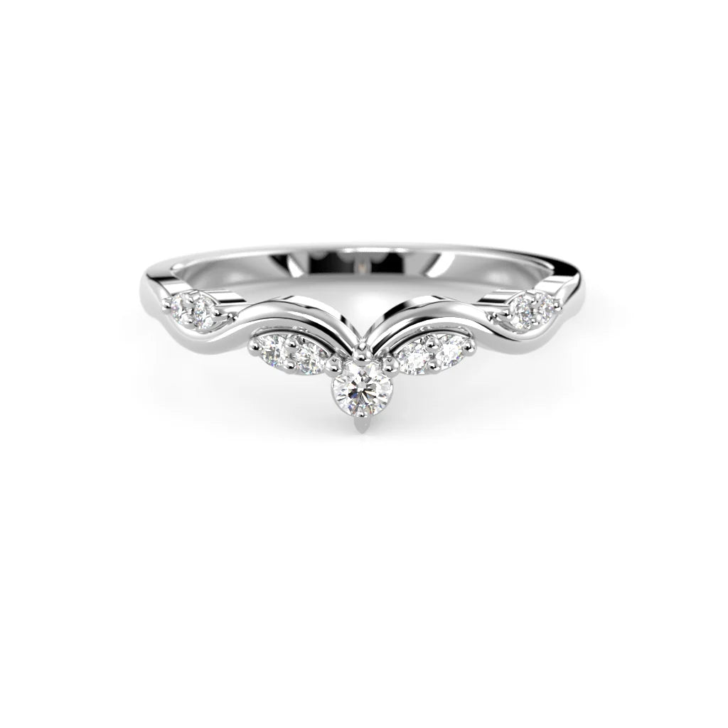 Festive 14k Valkokulta Lilja timanttisormus 0,12 ct