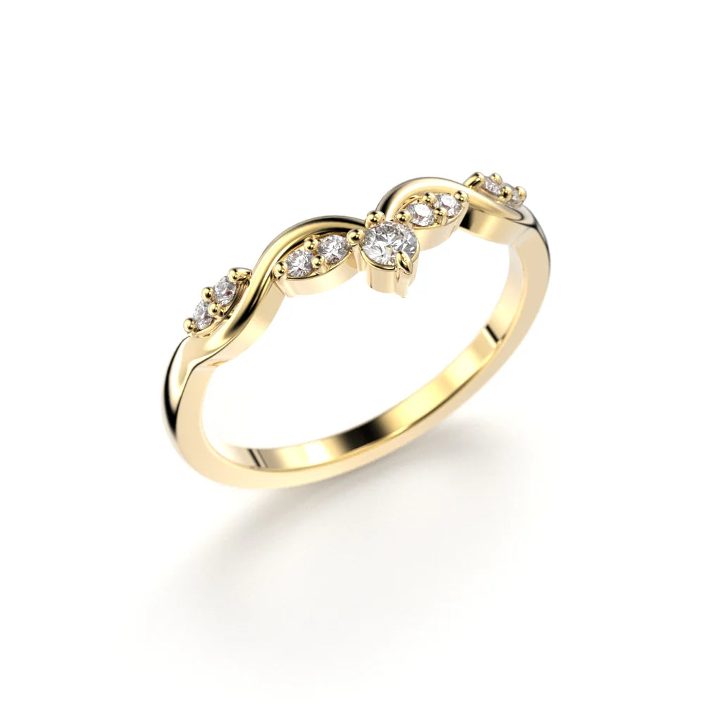 Festive 14k Keltakulta Lilja timanttisormus 0,12 ct