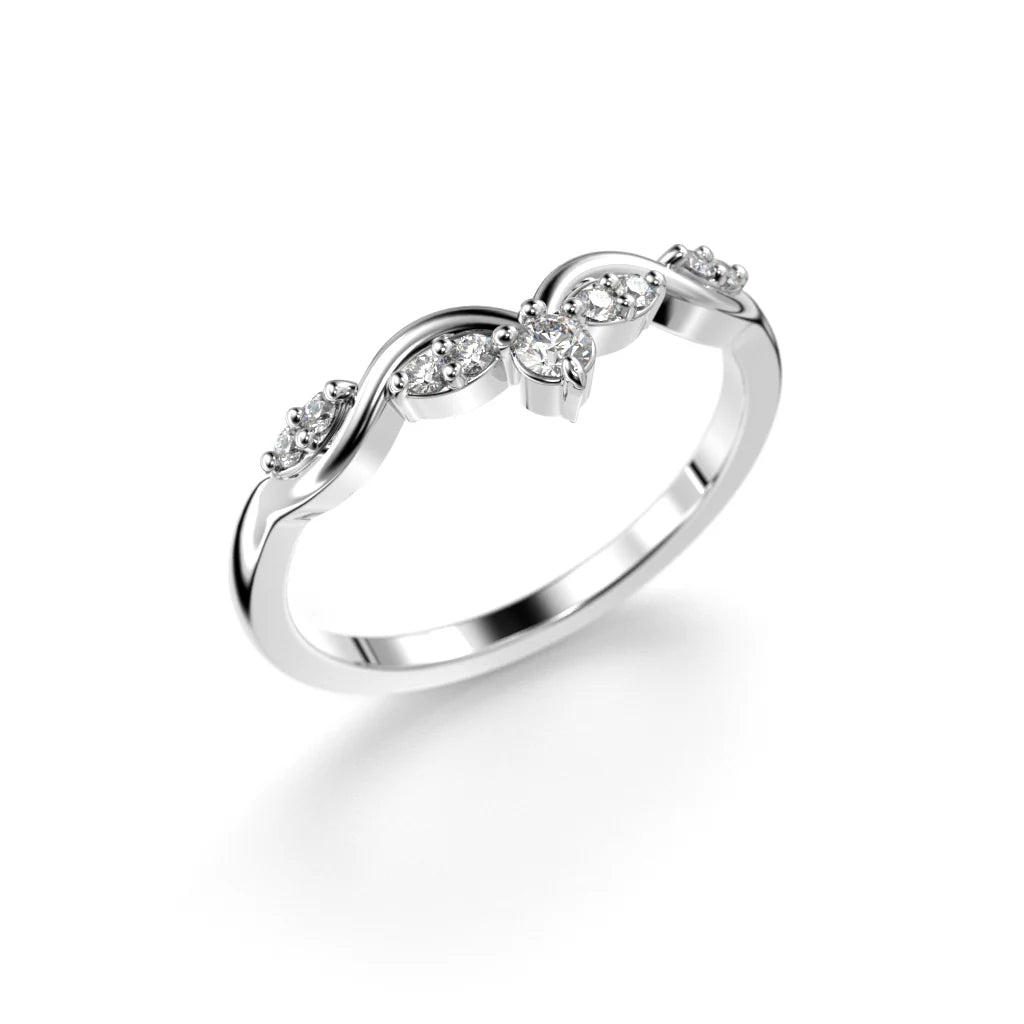 Festive 14k Valkokulta Lilja timanttisormus 0,12 ct